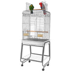 Small Opening Flat Top Bird Cage, Plastic Base, Metal Stand That Separates - 22" X 18" X 62"