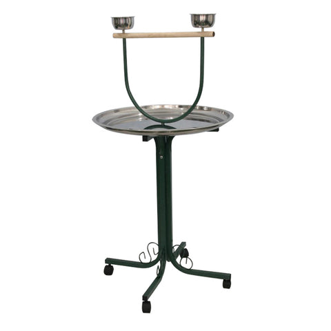 T-Stand with Casters and Stainless Steel Dishes - 28" x28" x 53" - White